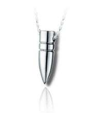 Load image into Gallery viewer, Sterling Silver Bullet Funeral Cremation Urn Pendant for Ashes w/Chain
