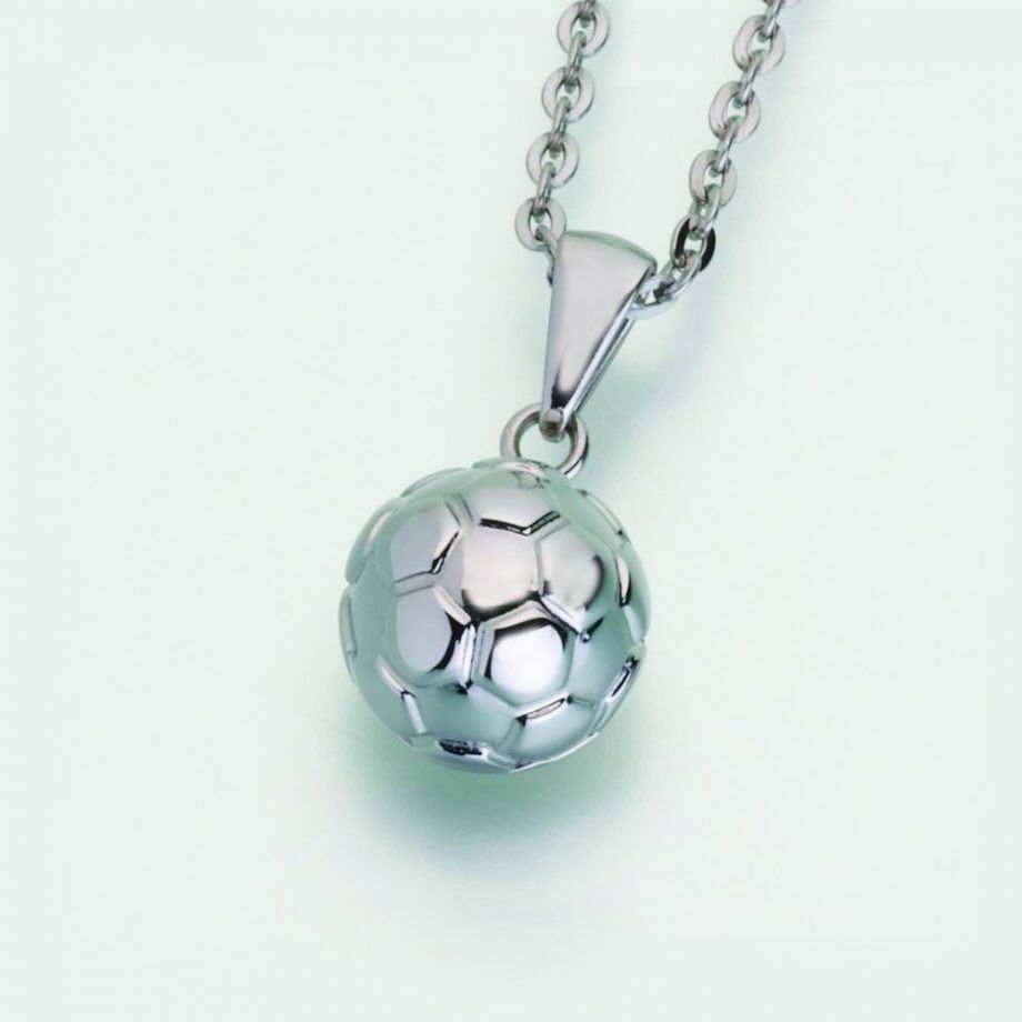 Stainless Steel Soccer Ball Memorial Jewelry Pendant Funeral Cremation Urn