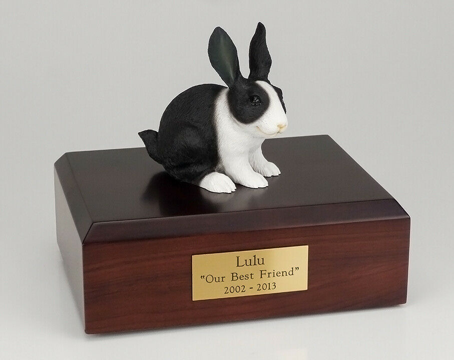 Rabbit Black & White Figurine Pet Cremation Urn Avail 3 Different Color/4 Sizes