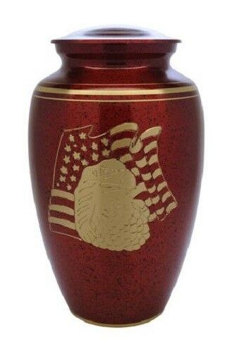 Small/Keepsake 3 Cubic Inch Red Liberty Brass Funeral Cremation Urn for Ashes