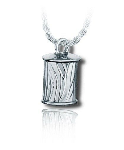 Sterling Silver Sand Dune Traditional Funeral Cremation Urn Pendant w/Chain