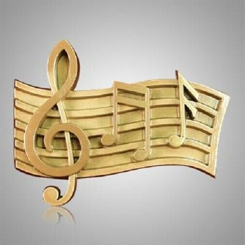 Brass Music Applique for Funeral Round Cremation Urn, Pewter Also Available