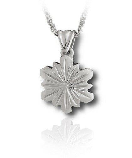 Sterling Silver Snow Flake Funeral Cremation Urn Pendant for Ashes w/Chain