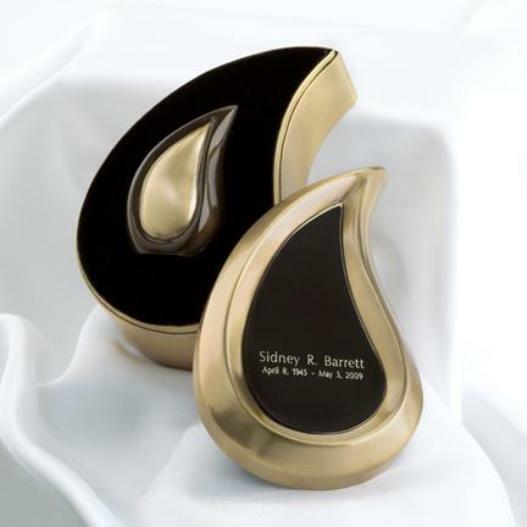 Small/Keepsake 3 Cubic Inches Tear Drop Bronze Cremation Urn with Engraved Case