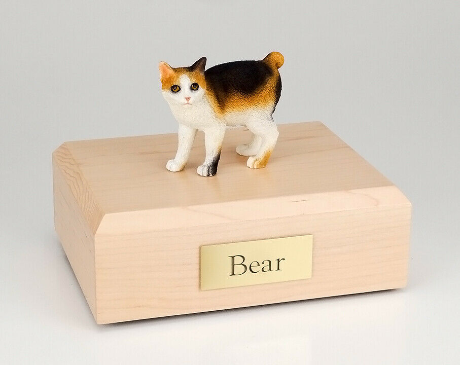 Japanese Bobtail Cat Figurine Pet Cremation Urn Available 3 Diff Colors 4 Sizes