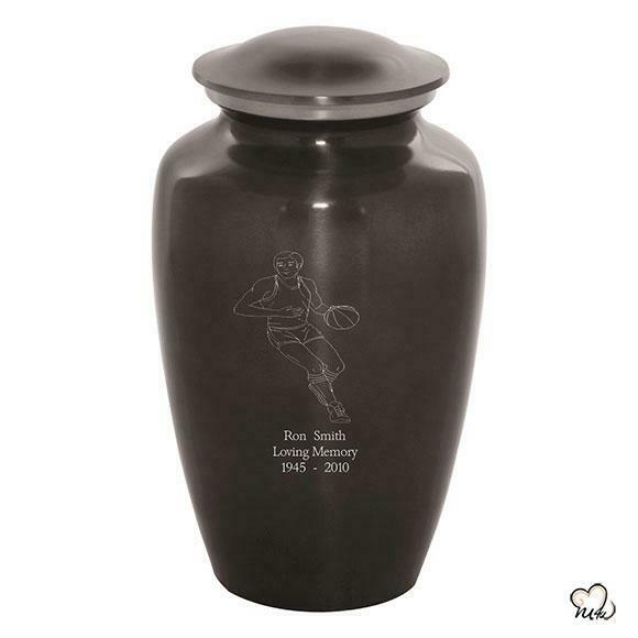 Large/Adult 200 Cubic Inch Custom Engraved Metal Basketball Cremation Urn
