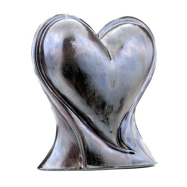 Small/Keepsake 90 Cubic Inch Steel Heart Ceramic Funeral Cremation Urn