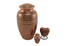 Load image into Gallery viewer, New, Brass Set of 6 Copper Oak Keepsake Cremation Urns, 5 Cubic Ins each
