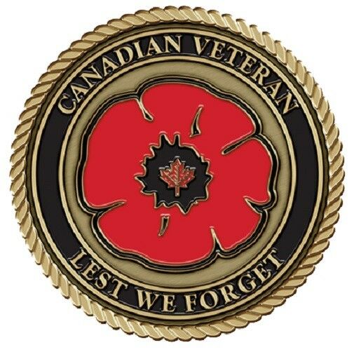 Canadian Veteran Medallion for Box Cremation Urn/Flag Case - 2 Inch Diameter