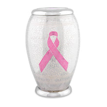 Load image into Gallery viewer, Pink Cancer Ribbon Funeral Cremation Urn Set of Large / Adult and Four Keepsakes

