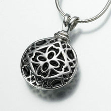 Load image into Gallery viewer, Sterling Silver Filigree Round Memorial Jewelry Pendant Funeral Cremation Urn
