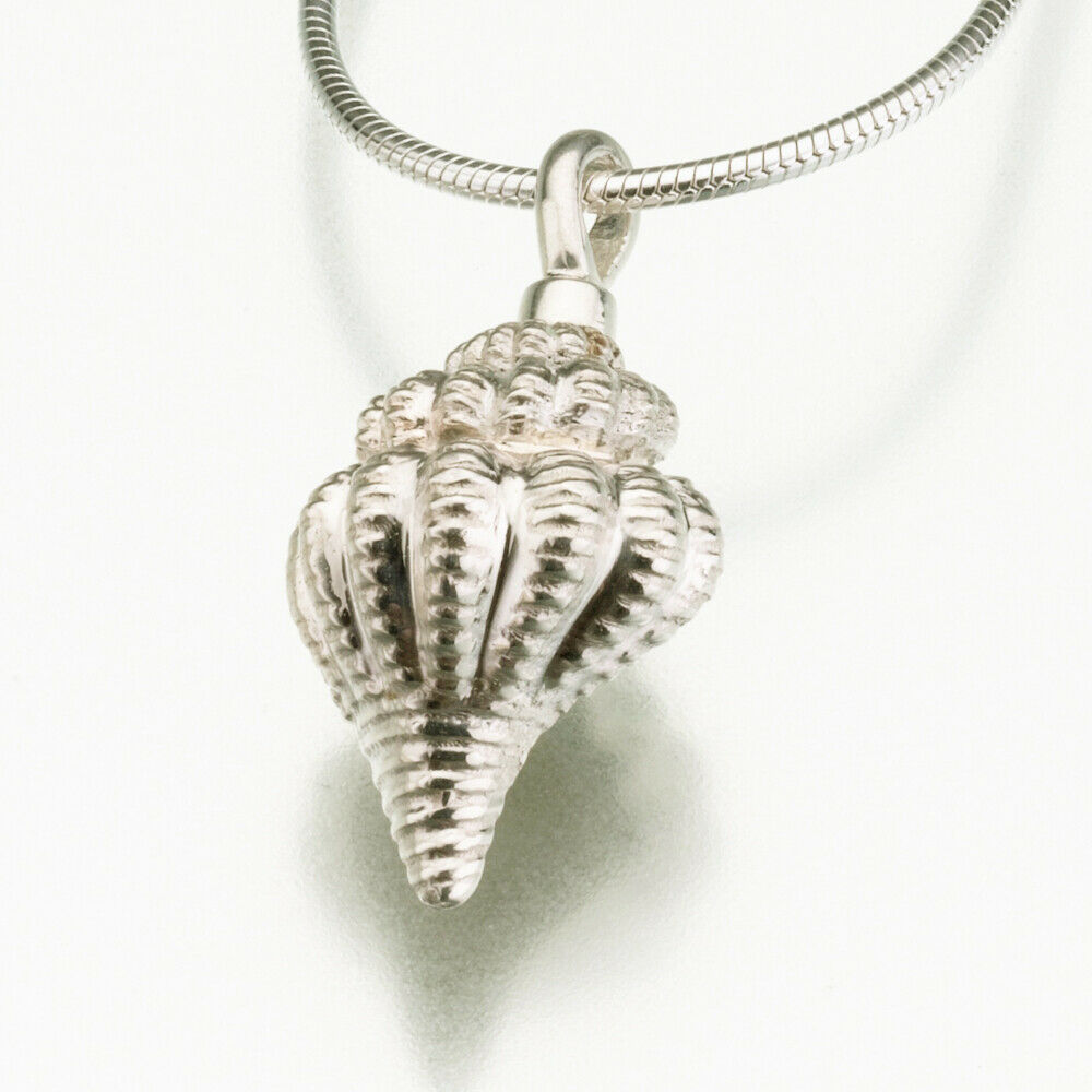 Sterling Silver Conch Shell Memorial Jewelry Pendant Funeral Cremation Urn