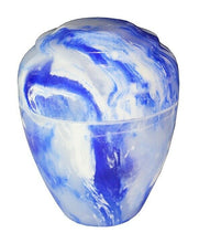 Load image into Gallery viewer, Small/Keepsake 18 Cubic Inch Blue Onyx Vase Cultured Onyx Cremation Urn Ashes

