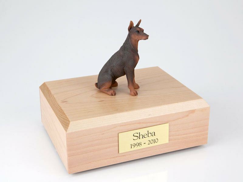 Doberman Red Pet Funeral Cremation Urn Avail in 3 Different Colors & 4 Sizes