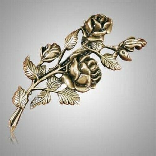 Brass Eternal Rose Applique for Round Cremation Urn, Pewter Also Available