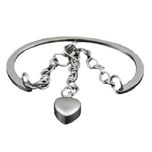 Stainless Steel Heart Bangle Funeral Cremation Urn Pendant for Ashes