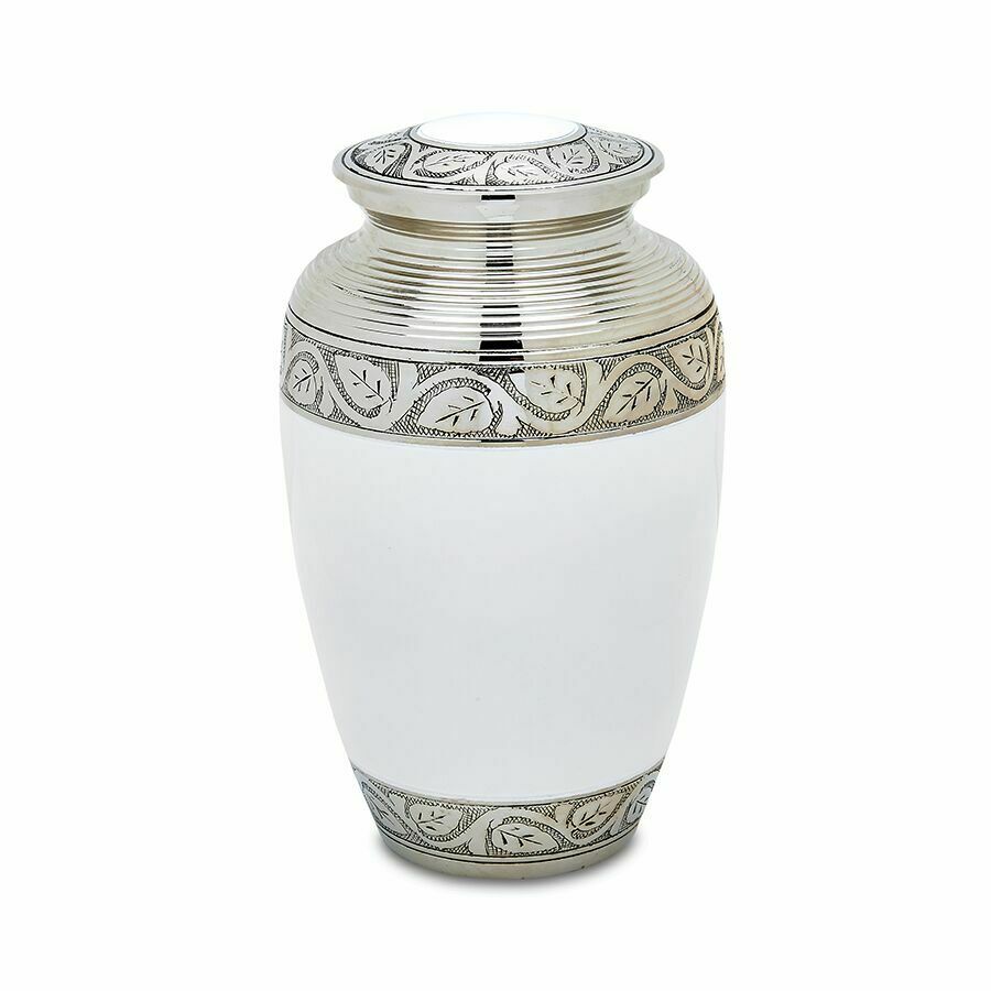 Grecian White Adult 210 Cubic Inches Funeral Cremation Urn For Ashes