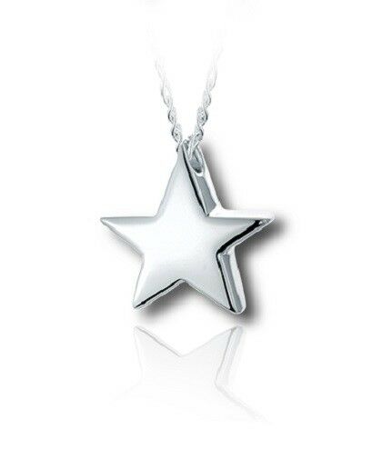 Sterling Silver North Star Funeral Cremation Urn Pendant for Ashes w/Chain