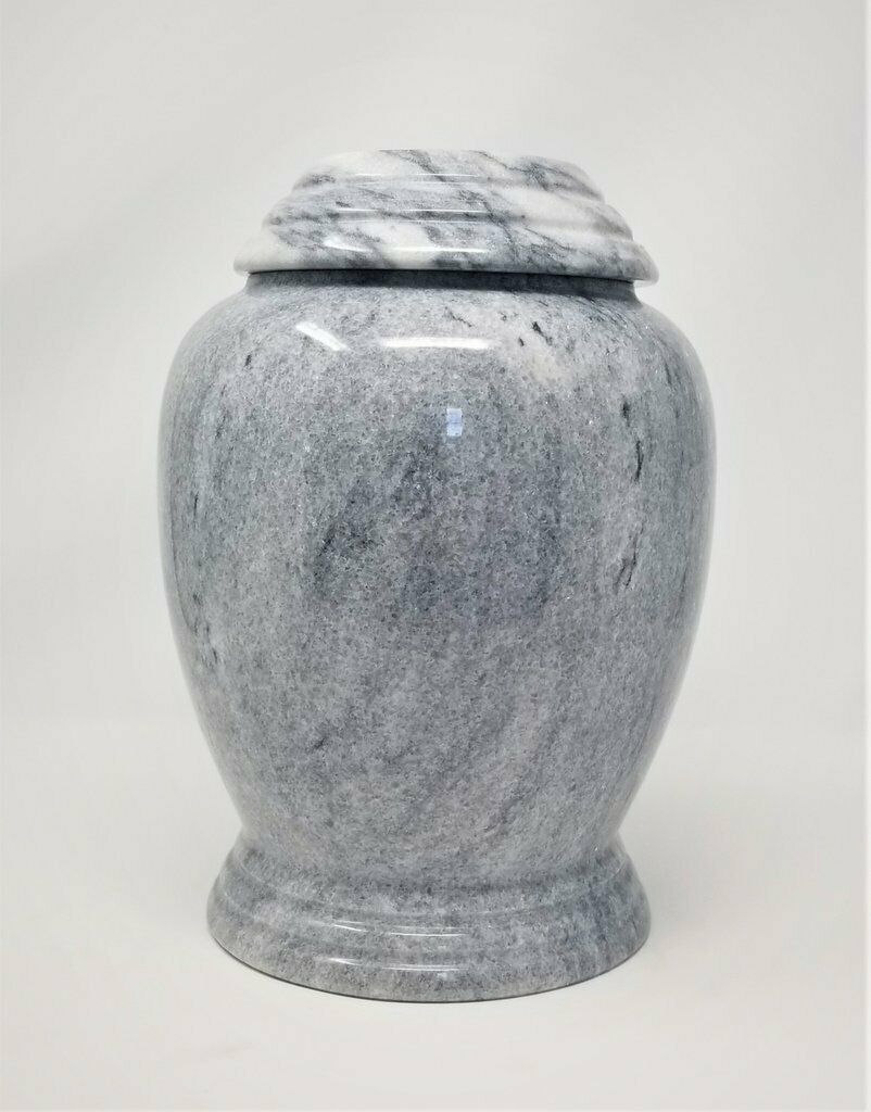 Large/Adult 210 Cu. Inch Greyed Kylix Natural Marble Funeral Cremation Urn