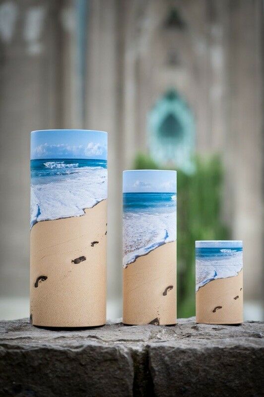 Set of Large, Med & Small Beach Footprints Scattering Tube Cremation Urns