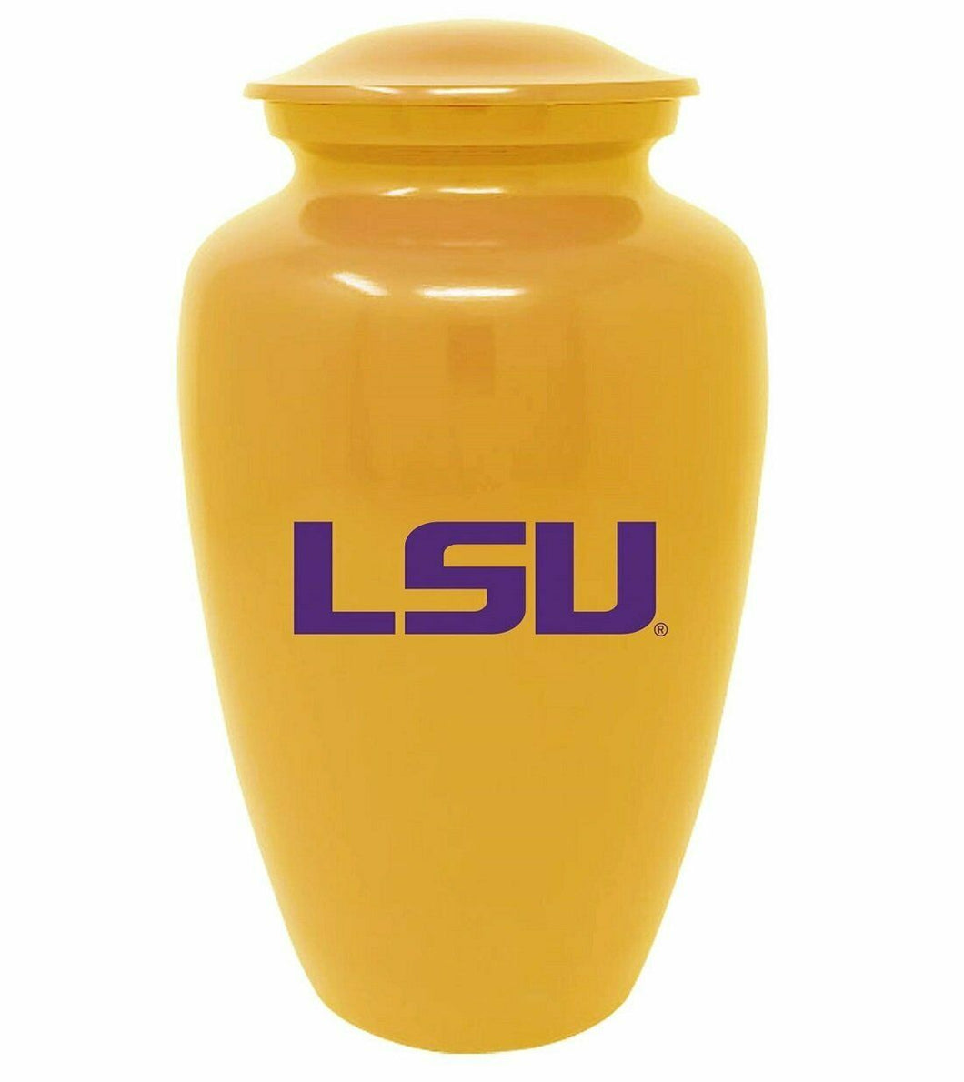 Large/Adult 220 Cubic Inch LSU Tigers Yellow Aluminum Funeral Cremation Urn