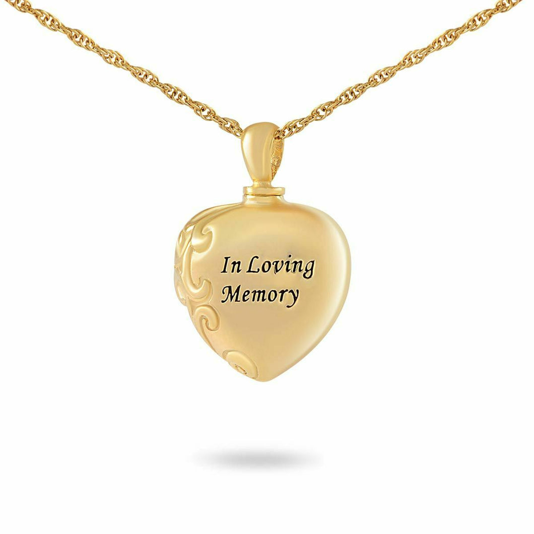 18K Solid Gold Memory Heart Pendant/Necklace Funeral Cremation Urn for Ashes