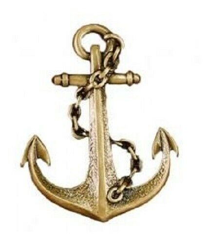 Brass Anchor Applique for Funeral Round Cremation Urn, Pewter Also Available