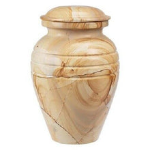 Load image into Gallery viewer, Set of Adult (205 cubic inch) &amp; Keepsake (3 inch) Marble Funeral Cremation Urns
