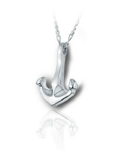 Sterling Silver Bruce Anchor Funeral Cremation Urn Pendant for Ashes w/Chain