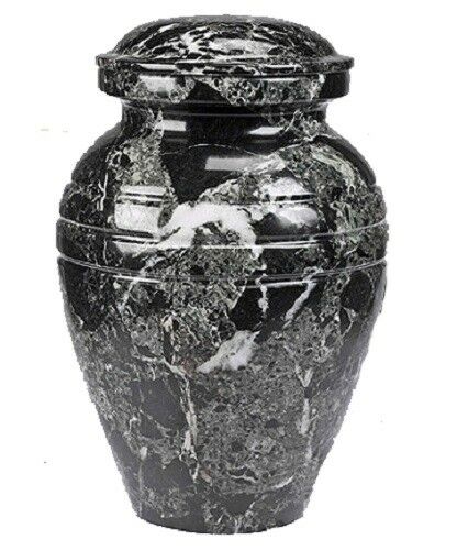 Black Natural Solid Marble Infant/Child/Pet Size Funeral Cremation Urn With Box