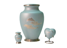 Load image into Gallery viewer, 6 Keepsake Set Turquoise Blue Dolphin Funeral Cremation Urns,5 Cubic Inch each
