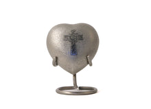 Load image into Gallery viewer, New, Solid Brass Celtic Cross Heart Keepsake Cremation Urn, 3 Cubic Inches
