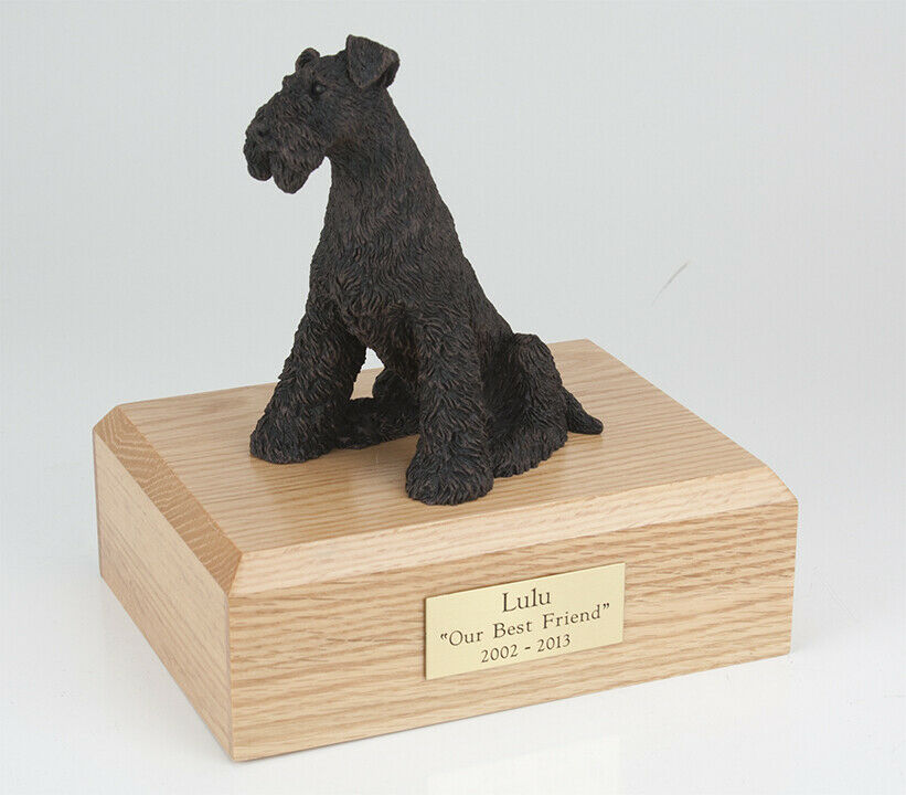 Bronze Airedale Terrier Pet Funeral Cremation Urn Avail 3 Diff Colors & 4 Sizes