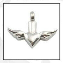 Load image into Gallery viewer, Flying Heart With Wings Stainless Steel Funeral Cremation Urn Pendant w/Chain
