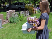 Load image into Gallery viewer, Crowne Vault Large/Adult Blue Polymer Single Funeral Cremation Urn Burial Vault
