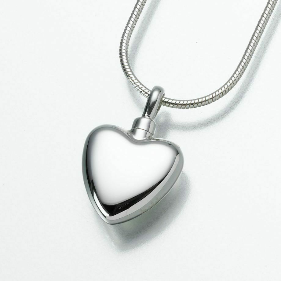 Sterling Silver Small Heart Memorial Jewelry Pendant Funeral Cremation Urn