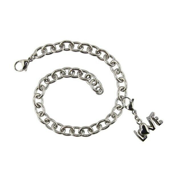 Stainless Steel Bracelet with LOVE Charm Funeral Cremation Jewelry For Ashes