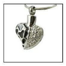 Load image into Gallery viewer, Anamel &amp; Diamond Stainless Steel Funeral Cremation Urn Pendant w/Chain for Ashes
