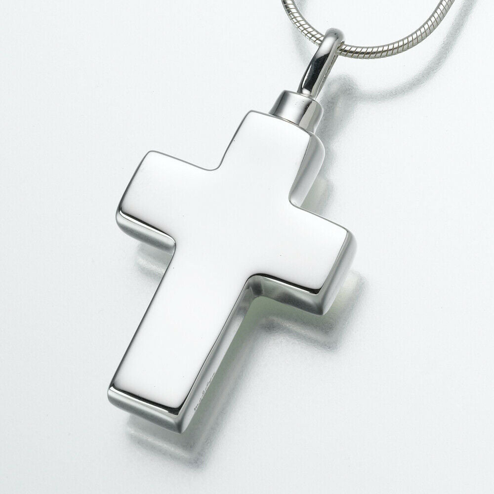 Sterling Silver Large Cross Memorial Jewelry Pendant Funeral Cremation Urn