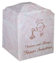 Load image into Gallery viewer, Small/Keepsake 45 Cubic Inch Pink Angel Cultured Marble Cremation Urn for Ashes
