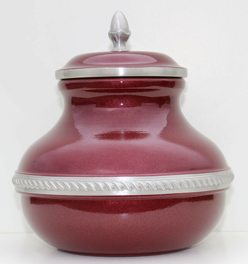Small/Keepsake 70 Cubic Inch Red Pewter Odyssey Funeral Cremation Urn for Ashes