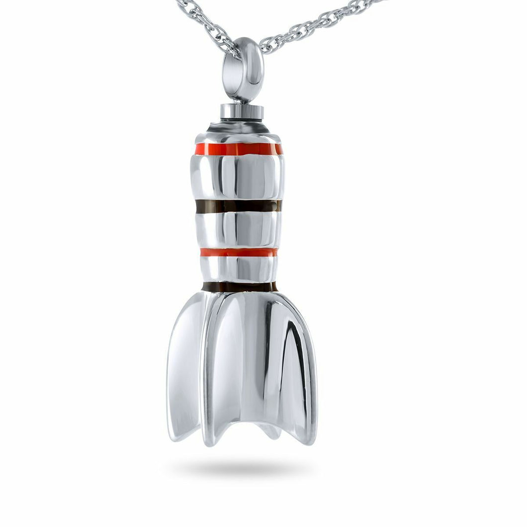 Rocketship Stainless Steel Pendant/Necklace Funeral Cremation Urn for Ashes