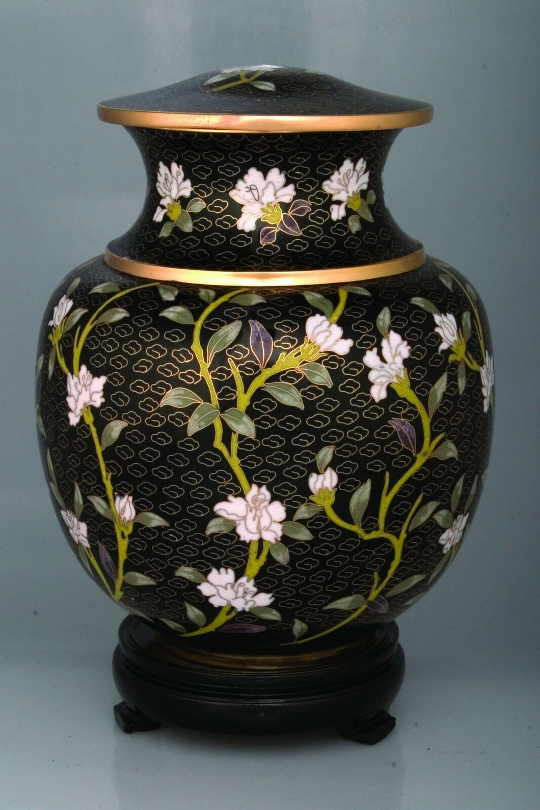 Large/Adult 215 cubic inches Minuet Cloisonne Cremation Urn for Ashes w/Flowers