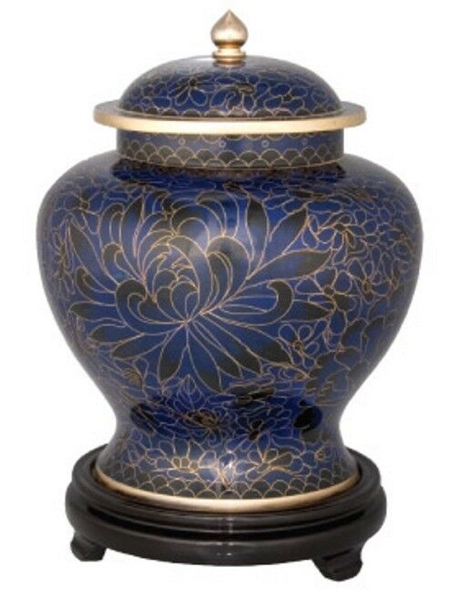 Small/Keepsake Cloisonne 40 Cubic Inches Royal Blue Funeral Cremation Urn