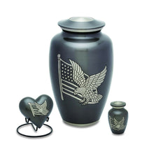 Load image into Gallery viewer, American Flag Eagle Aluminum Keepsake Cremation Urn For Ashes, 3 Cubic Inches
