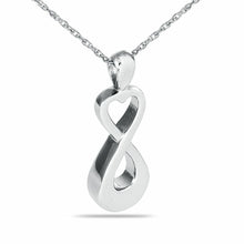 Load image into Gallery viewer, Sterling Silver Infinity Heart Pendant/Necklace Funeral Cremation Urn for Ashes
