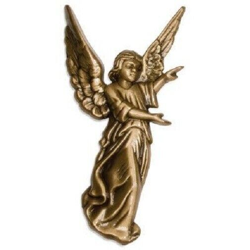 Brass Angel Applique for Funeral Round Cremation Urn, Pewter Also Available