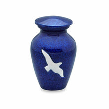 Load image into Gallery viewer, Small/Keepsake 3 Cubic Inches Blue Bird Funeral Cremation Urn for Ashes
