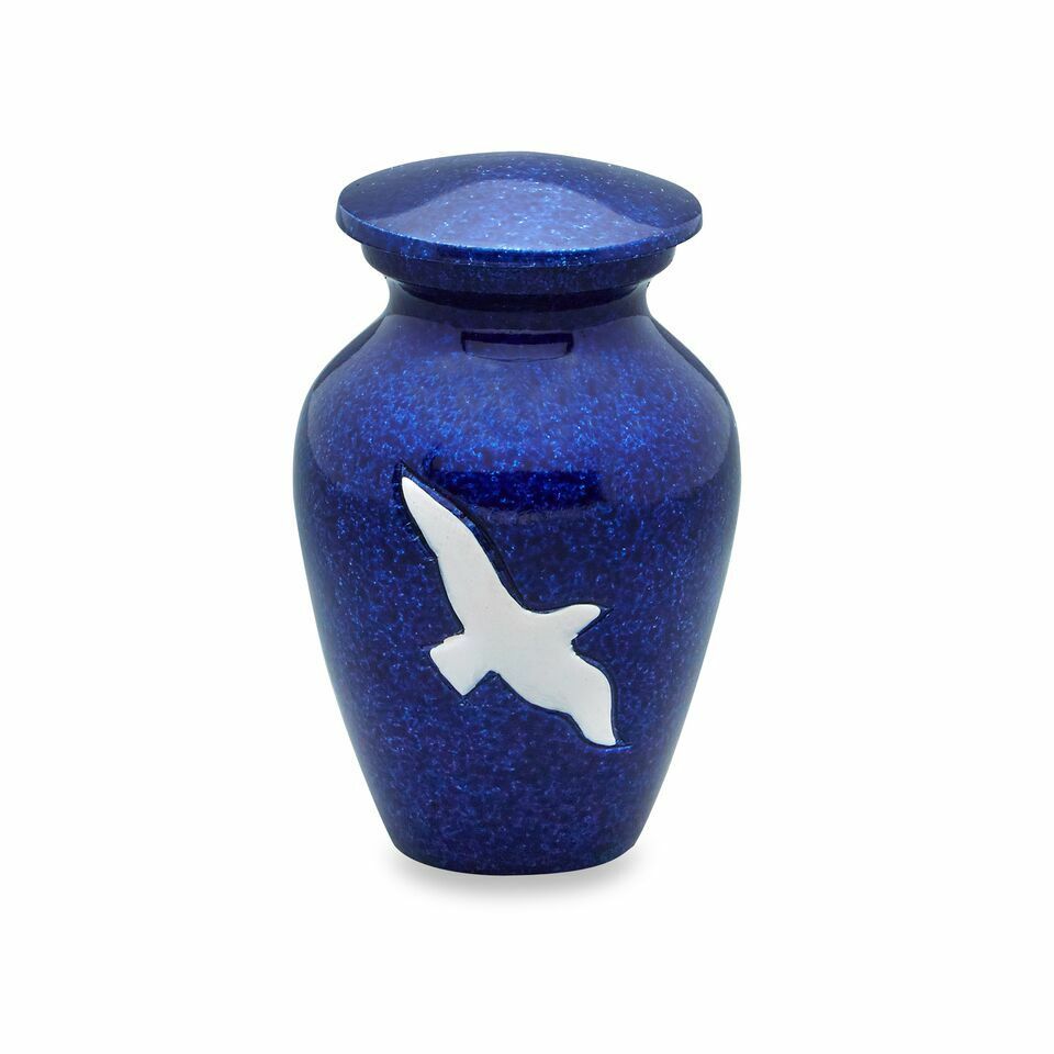 Small/Keepsake 3 Cubic Inches Blue Bird Funeral Cremation Urn for Ashes