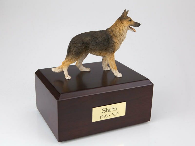 German Shepherd Pet Funeral Cremation Urn Avail in 3 Different Colors & 4 Sizes